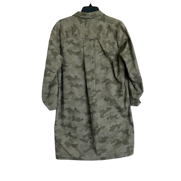 ATM Stretch Cotton Collared Shirt Dress Sage Camo Size Medium Casual - Picture 3 of 6